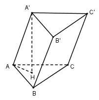Cho lăng trụ xiên tam giác ABC.A′B′C′ có đáy ABC là tam giác đều cạnh a,  biết cạnh bên là  (ảnh 1)
