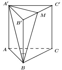 Cho hình lăng trụ tam giác đều ABC.A′B′C′có AB=a, đường thẳng A′B tạo với mặt phẳng  (ảnh 1)