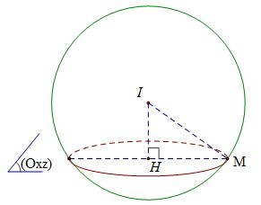 Trong không gian với hệ tọa độ Oxyz, cho mặt cầu (S) có tâm I thuộc đường thẳng  (ảnh 1)
