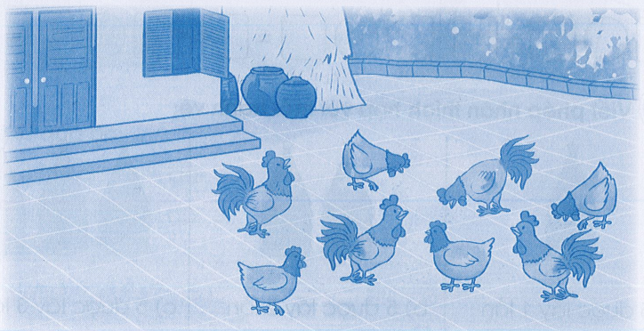 Giải bài toán (theo mẫu):  Bài toán: Một con gà có 2 chân. Hỏi 8 con gà có tất cả bao nhiêu chân? (ảnh 1)