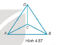 Cho các điểm A, B, C, D như Hình 4.57. Chứng minh rằng \(\widehat {DAC} = \widehat {DBC}\).  (ảnh 1)