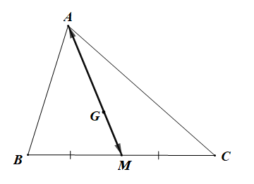 Cho tam giác ABC. Gọi M là trung điểm của cạnh BC và G là trọng tâm của tam giác. Trong các khẳng định sau, khẳng định nào là một khẳng định đúng?a) Hai vectơ \(\overrightarrow {GA} \) và \[\ (ảnh 1)