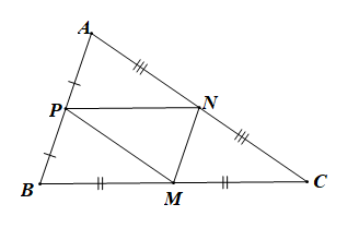 Trong mặt phẳng toạ độ Oxy cho ba điểm M(4; 0), N(5; 2) và P(2, 3). Tìm toạ độ các đỉnh của tam giác ABC, biết M, N, P theo thứ tự là trung điểm cạnh BC, CA, AB. (ảnh 1)