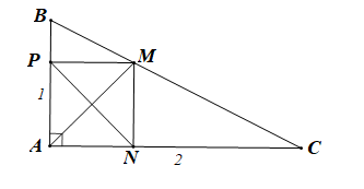 Cho tam giác ABC vuông tại A với AB = 1, AC = 2. Lấy M, N, P tương ứng thuộc các cạnh BC, CA, AB sao cho 2BM = MC, CN = 2NA, AP = 2PB. Giá trị của tích vô hướng (ảnh 1)