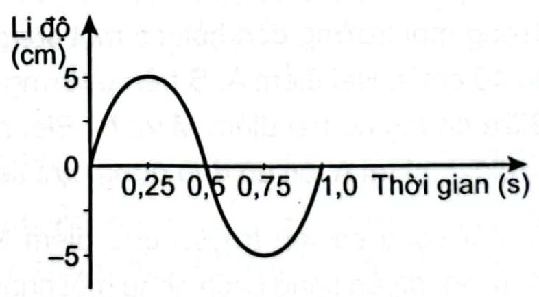  Hình vẽ dưới là đồ thị li độ - thời gian của một sóng hình sin. Biết tốc độ truyền sóng là 50 cm/s. Biên độ và bước sóng của sóng này là (ảnh 2)
