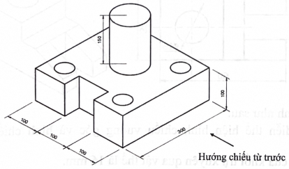  Cho vật thể và các hình biểu diễn như hình dưới đây.Một học sinh đã quan sát và đưa ra một số nhận định: a) Vật thể được tạo bởi khối hình trụ và hình hộp chữ nhật. b) Hình chiếu bằng của vậ (ảnh 1)