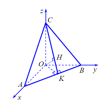 Trong không gian  O x y z , cho điểm  H ( 1 ; 2 ; − 2 ) . Mặt phẳng  ( α )  đi qua  H  và cắt các trục  O x , O y , O z  tại  A , B , C  sao cho  H  là trực tâm của tam giác  A B C . Viết phương trình mặt cầu tâm  O  và tiếp xúc với mặt phẳng  ( α ) . (ảnh 1)