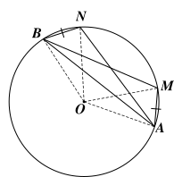 Cho đường tròn  ( O ; R )  và dây  A B .  Trên cung nhỏ  A B  lấy hai điểm  M , N  sao cho  A M = B N   ( M  nằm trên cung nhỏ  A N ) .  Kết luận nào sau đây đúng? (ảnh 1)