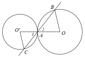 Cho hai đường tròn \[\left( {O;R} \right)\] và đường tròn \[\left( {O';r} \right)\] tiếp xúc ngoài với nhau tại \[A.\] Một đường thẳng qua \[A\] cắt \[\left( O \right)\] tại \[B\] và cắt \[\l (ảnh 1)