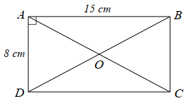 Cho hình chữ nhật  A B C D  có  A D = 8 c m , A B = 15 c m .  Biết rằng bốn điểm  A , B , C , D  cùng thuộc một đường tròn. Bán kính của đường tròn đó bằng (ảnh 1)