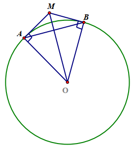 Cho đường tròn \[\left( O \right),\] từ một điểm \[M\] ở ngoài \[\lCho đường tròn  ( O ) ,  từ một điểm  M  ở ngoài  ( O ) ,  vẽ hai tiếp tuyến  M A  và  M B  sao cho  ˆ A M B  bằng  120 ∘ .  Biết chu vi tam giác  M A B  là  6 ( 3 + 2 √ 3 ) c m .  Khi đó độ dài dây  A B  bằngeft( O \right),\] vẽ hai tiếp tuyến \[MA\] và \[MB\] sao cho \[\widehat {AMB}\] bằng \[120^\circ .\] Biết chu vi tam giác \[ (ảnh 1)