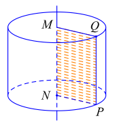 Cho hình chữ nhật  M N P Q  có  M N = 16 c m , N P = 12 c m .  Khi quay hình chữ nhật đã cho một vòng quanh cạnh  M N  ta được một hình trụ có diện tích toàn phần (lấy  π ≈ 3 , 14 )  khoảng (ảnh 1)