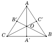 Cho tam giác đều  A B C  có tâm  O  và các đường cao  A A ′ , B B ′ , C C ′ . Phép quay thuận chiều tâm  O  góc  240 ∘  biến đường cao  A A ′  thành (ảnh 1)