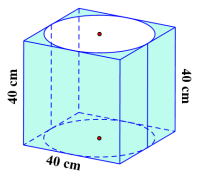 Cho hình trụ nằm bên trong hình lập phương có cạnh bằng  40 c m  (như hình vẽ). (như hình vẽ).Khẳng định nào sau đây sai? (ảnh 1)