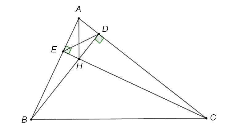 Cho tam giác  A B C  có hai đường cao  B D  và  C E  cắt nhau tại  H . Trong các tứ giác sau, tứ giác nội tiếp là (ảnh 1)