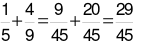 Phép tính sau đúng hay sai? 1/5 + 4/9 = 1 + 4 / 4 + 9 = 5/13 (ảnh 2)