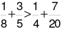 Chọn dấu thích hợp để điền vào chỗ chấm: 1/8 + 3/5 ... 1/4 + 7/20 (ảnh 5)