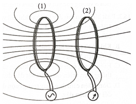  Đặt hai cuộn dây dẫn kín cạnh nhau như hình vẽ. Một cuộn nối với nguồn điện. Một cuộn nối với điện kế, khi không có dòng điện chạy trong cuộn dây thì kim điện kế chỉ vạch số 0.Nhận định nào  (ảnh 1)