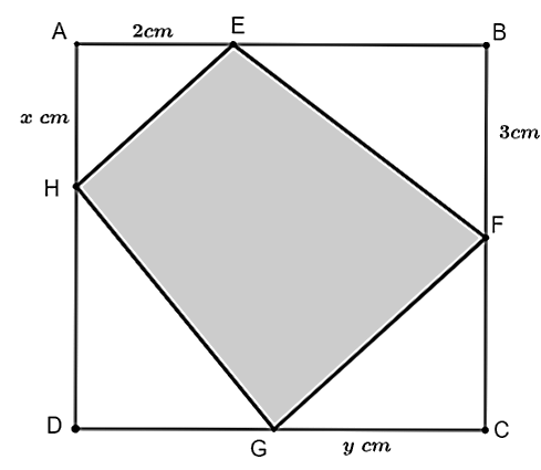  Cho một mảnh giấy hình vuông ABCD cạnh 6 cm. Gọi E, F lần lượt là hai điểm nằm trên cạnh AD và BC sao choAE = 2cm; BF = 3 cm. Bạn Nam muốn cắt một hình thang EFGH (như hình bên) sao cho hình (ảnh 1)