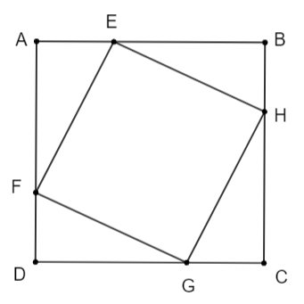  Bác An có mảnh vườn hình vuông ABCD có cạnh bằng 4 m. Ở bốn góc vườn, bác An muốn trồng hoa vào các phần đất hình tam giác vuông bằng nhau (hình vẽ). Hãy tính khoảng cách từ góc vườn A đến v (ảnh 1)