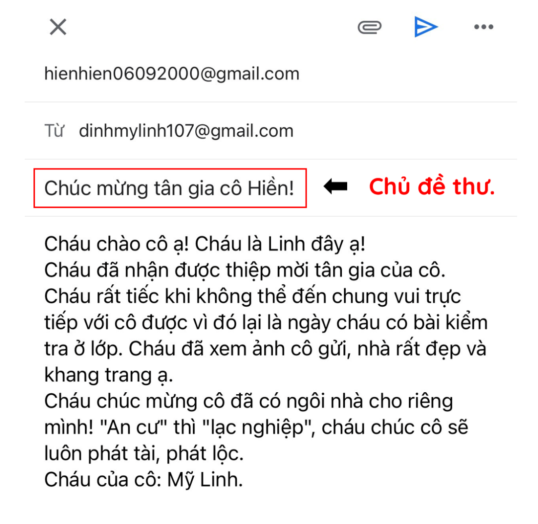 Thư điện tử dưới đây có chủ đề là gì? (ảnh 2)