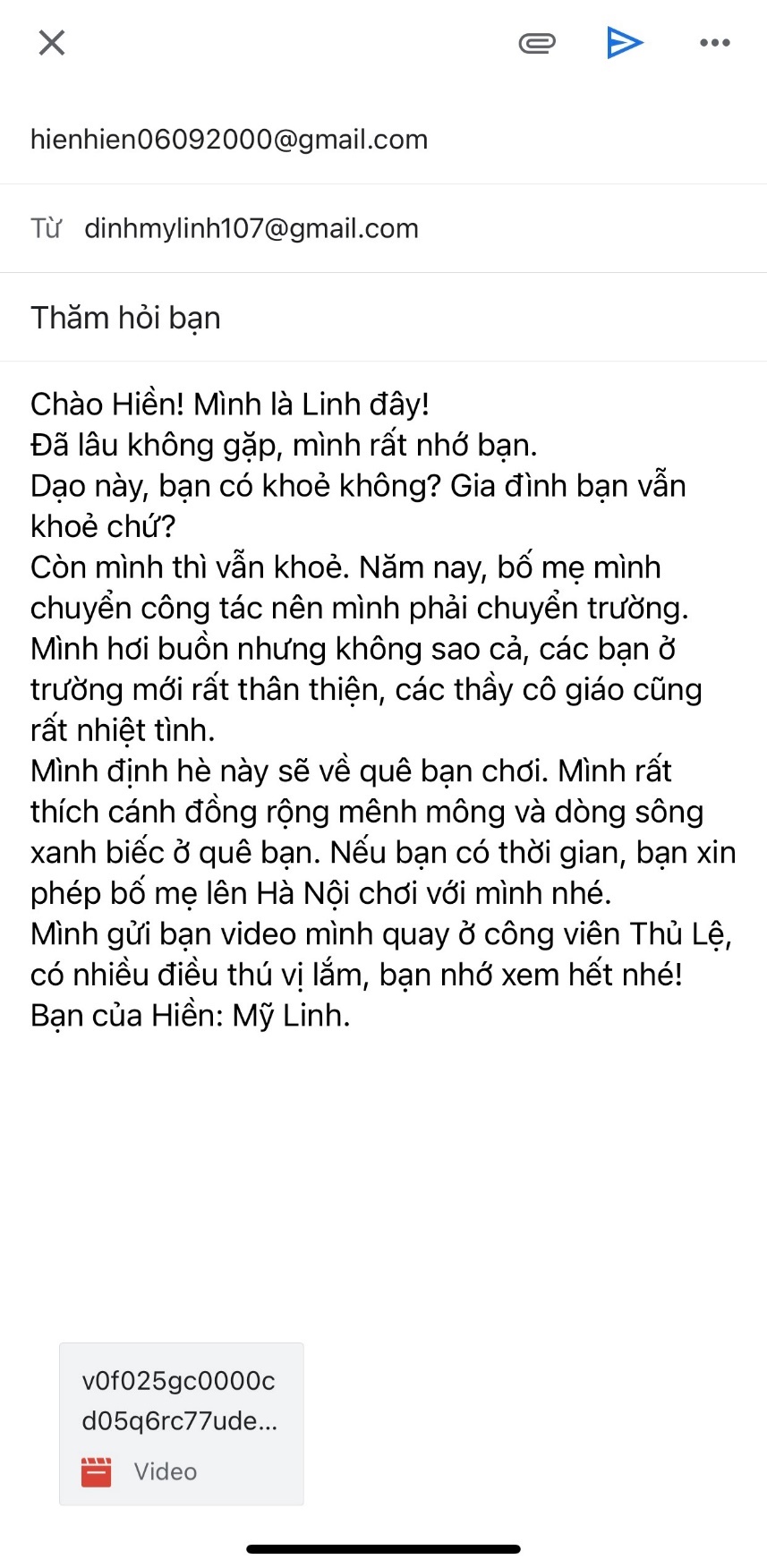 Thư điện tử dưới đây gồm những nội dung nào? (Chọn 3 đáp án) (ảnh 1)