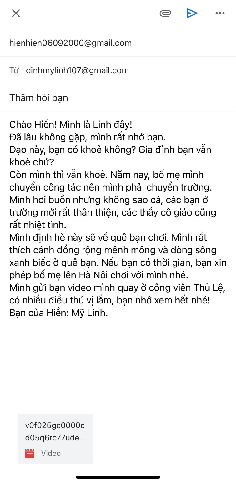 Thư điện tử dưới đây có đính kèm tệp gì? (ảnh 1)