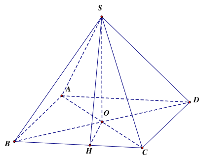 Cho hình chóp  S . A B C D  có đáy  A B C D  là hình thoi cạnh  a  tâm  O ,  S O ⊥ ( A B C D ) ,  S O = a √ 6 3 , O B = a √ 3 3 . Góc phẳng nhị diện  [ A , B C , S ]  có số đo bằng (ảnh 1)