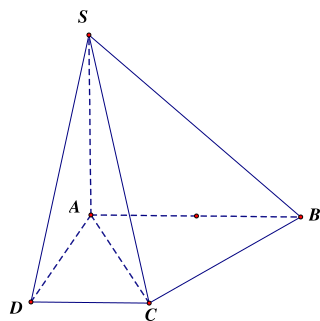 Hình chóp  S . A B C D  có cạnh  S A = 2 c m  và vuông góc với mặt phẳng  ( A B C D )  và đáy  A B C D  là hình thang vuông tại  A  và  D  với  A D = C D = A B 2 = 1 c m . Gọi  a  là tỉ số giữa hai cạnh bên  S C  và  S D  ( a > 1 ). Xác định  a (kết quả làm tròn đến hàng phần mười). (ảnh 1)