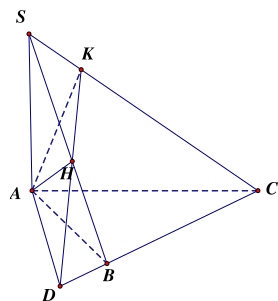 Cho hình chóp  S . A B C  có  S A ⊥ ( A B C )  và tam giác  A B C  vuông tại  B . Gọi  H , K  là hình chiếu vuông góc của  A  trên các cạnh  S B , S C . Khi đó:  a)  S A ⊥ B C .  b) Tam giác  S B C  cân tại  B .  c)  A H  vuông góc với mặt phẳng  ( S B C ) .  d) Giả sử  H K  cắt  B C  tại  D . Khi đó  ( A C , A D ) = 90 ∘ . (ảnh 1)