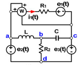  Cho R1 = 7; R2 = 6; L = 0,24H; C = 0,01F;  ; Dòng hiệu dụng I1 qua Watt kế là .... [A] (ảnh 1)