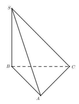 Góc giữa hai vectơ   ( −−→ A B , −→ A S )   là (ảnh 1)