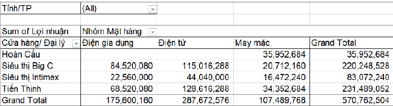 Kết quả tổng hợp dữ liệu như hình bên dưới sử dụng phương pháp tổng hợp dữ liệu nào? (ảnh 1)