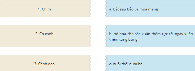 Em hãy ghép tên sự vật với hoạt động tương ứng của chúng: (ảnh 1)