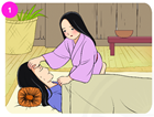 Nội dung sau ứng với bức tranh nào?Cầm bông hoa trong tay, cô bé vui mừng chạy về nhà. Phát hiện ra mẹ đang đứng tươi cười khỏe mạnh chờ cô ở đầu ngõ. Từ đó, hai mẹ con lại sống vui vẻ và hạn (ảnh 1)