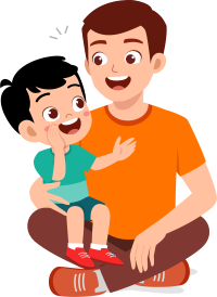 Bạn nhỏ trong hình ảnh dưới đây có những đặc điểm nào giống với bố của mình? (ảnh 1)