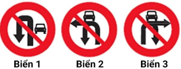  Biển nào dưới đây chỉ cấm xe ô tô quay đầu?1. Biển 1.2. Biển 2.3. Biển 3.4. Biển 1 và biển 3. (ảnh 1)