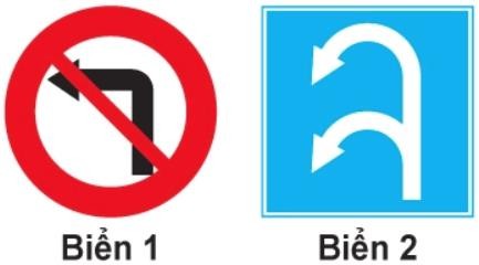  Biển nào xe được phép rẽ trái?1. Biển 1.2. Biển 2.3. Không biển nào. (ảnh 1)