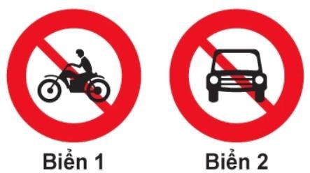  Biển nào dưới đây xe gắn máy được phép đi vào?1. Biển 1.2. Biển 2.3. Cả hai biển. (ảnh 1)
