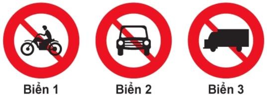  Khi gặp biển nào thì xe mô tô hai bánh được đi vào?1. Không biển nào.2. Biển 1 và biển 2.3. Biển 2 và biển 3.4. Cả ba biển. (ảnh 1)