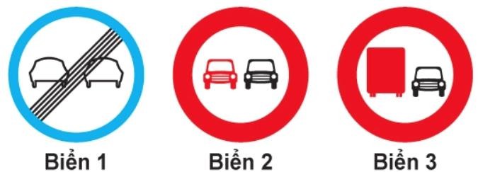  Biển nào cho phép xe ô tô con được vượt?1. Biển 1 và biển 2.2. Biển 2.3. Biển 1 và biển 3.4. Biển 2 và biển 3. (ảnh 1)