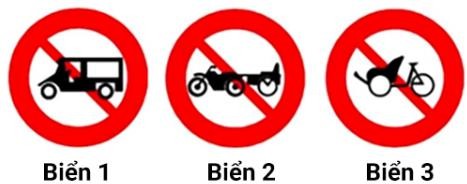  Gặp biển nào xe xích lô được phép đi vào?1. Biển 1.2. Biển 2.3. Biển 3.4. Biển 1 và biển 2. (ảnh 1)