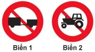  Biển nào cấm máy kéo kéo theo rơ moóc?1. Biển 1.2. Biển 2.3. Cả hai biển. (ảnh 1)