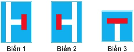  Biển nào đặt trên đường chính trước khi đến nơi đường giao nhau để rẽ vào đường cụt?1. Biển 1 và 2.2. Cả ba biển.3. Không biển nào. (ảnh 1)