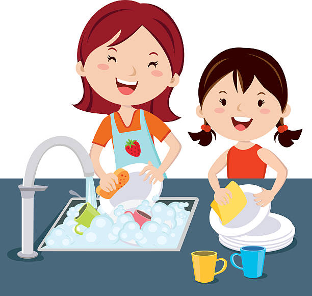  Listen and choose.(Audio name: Unit 7_)Who washes the dishes? (ảnh 1)