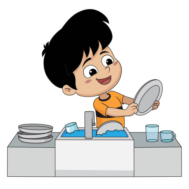  Listen and choose.(Audio name: Unit 7_)Who washes the dishes? (ảnh 2)
