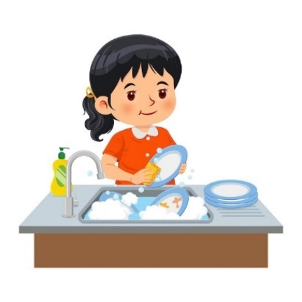  Look and choose.My sister _______.A. clears the tableB. sweeps the floorC. takes out the trashD. washes the dishes (ảnh 1)