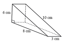 1,0 điểm) Một chiếc bánh ngọt có dạng hình lăng trụ đứng tam giác có kích thước như hình dưới đây.    Người ta đặt chiếc bánh ngọt lên một tấm bìa cứng và muốn phủ một lớp kem lên toàn bộ các mặt của chiếc bánh. Biết mỗi cm2 kem cần   0 , 25   gam kem, mỗi gam kem có giá   500   đồng. Hỏi phủ kem chiếc bánh như vậy tốn hết bao nhiêu tiền? (ảnh 1)