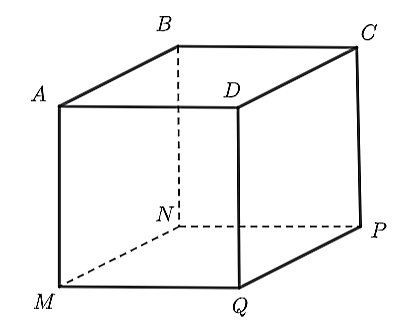 Cho hình lập phương   A B C D . M N P Q   có đường chéo là (ảnh 1)