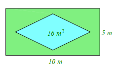 1. a) Hãy tìm các chữ cái có trục đối xứng trong cụm từ sau:    b  ) Trong các hình sau: “Đoạn thẳng, hình tam giác vuông, hình thang cân, hình bình hành, hình chữ nhật, hình tròn”. Hình nào có tâm đối xứng? 2. Một công viên thiết kế hồ nước hình thoi có diện tích   16 m 2 .   Để an toàn cho mọi người đến tham quan hồ nước, công ty đã trồng bãi cỏ xung quanh hồ nước tạo thành khu công viên hình chữ nhật với kích thước như hình vẽ sau:  a) Tính diện tích của bãi cỏ.  b) Tính số tiền mà công ty phải bỏ ra để phủ kín bãi cỏ đó biết giá tiền phủ kín   1 m 2   là   250 000   đồng. (ảnh 2)